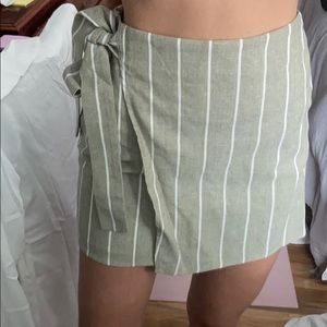 Jade green and white stripe skirt
